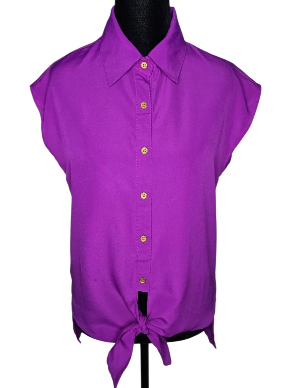 Mimi Chica Magenta Heart Cutout Open Back Tie Front Blouse Sz S